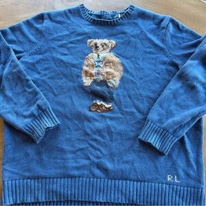 Polo by Ralph Lauren Blue Sweater with Bear Design